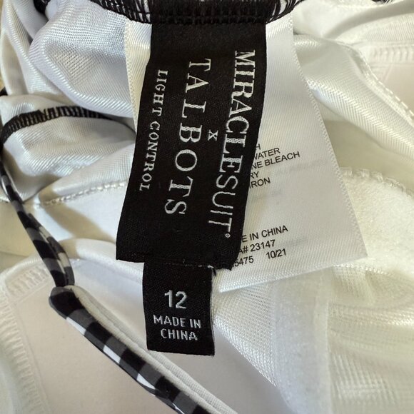 Talbots Miraclesuit black white checkered lightly padded one piece swimsuit 12 - Picture 10 of 12